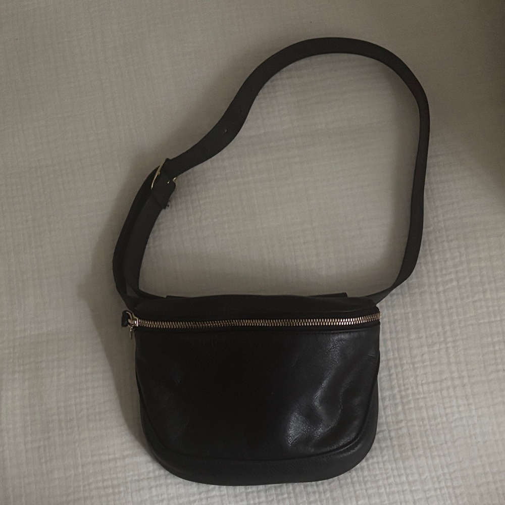Chic Black Crossbody Bag with Gold Accents